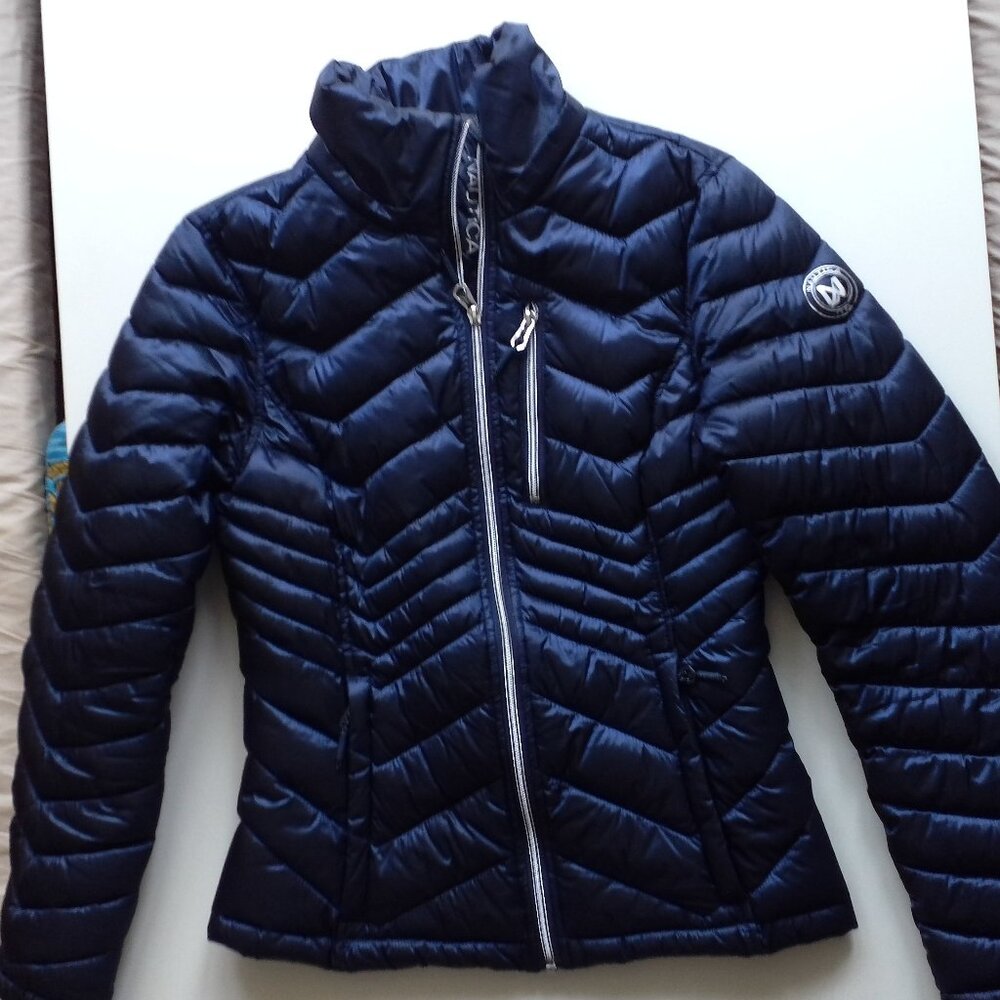 NAUTICA BLUE SKI COAT WITH SEPARATE ZIP ON HOOD SIZE XS